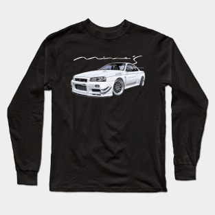 JDM Car r34 GTR WHITE V-SPEC II N1 bnr Godzilla Mine’s modified Long Sleeve T-Shirt